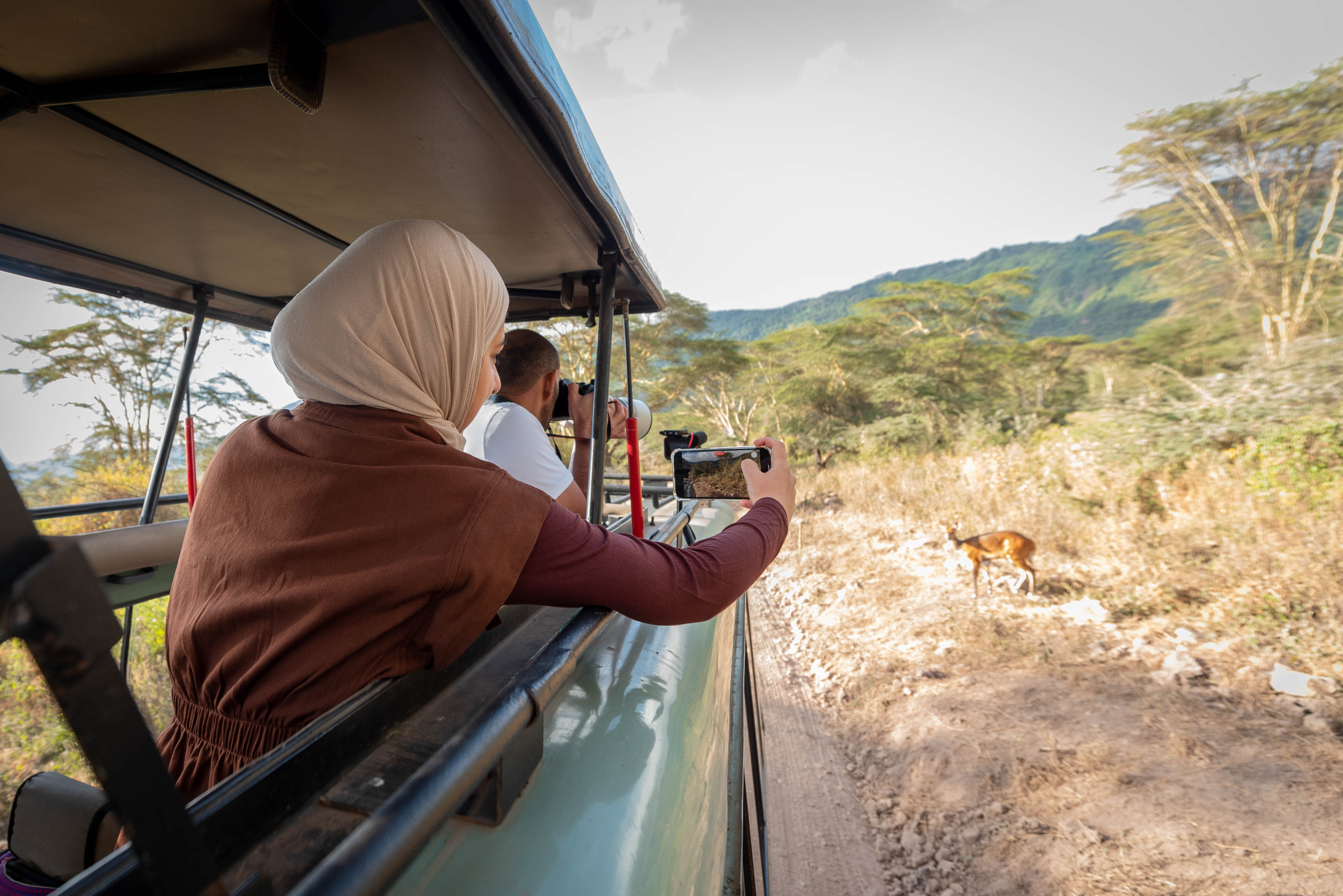 Hot air balloon over Serengeti